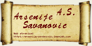 Arsenije Savanović vizit kartica